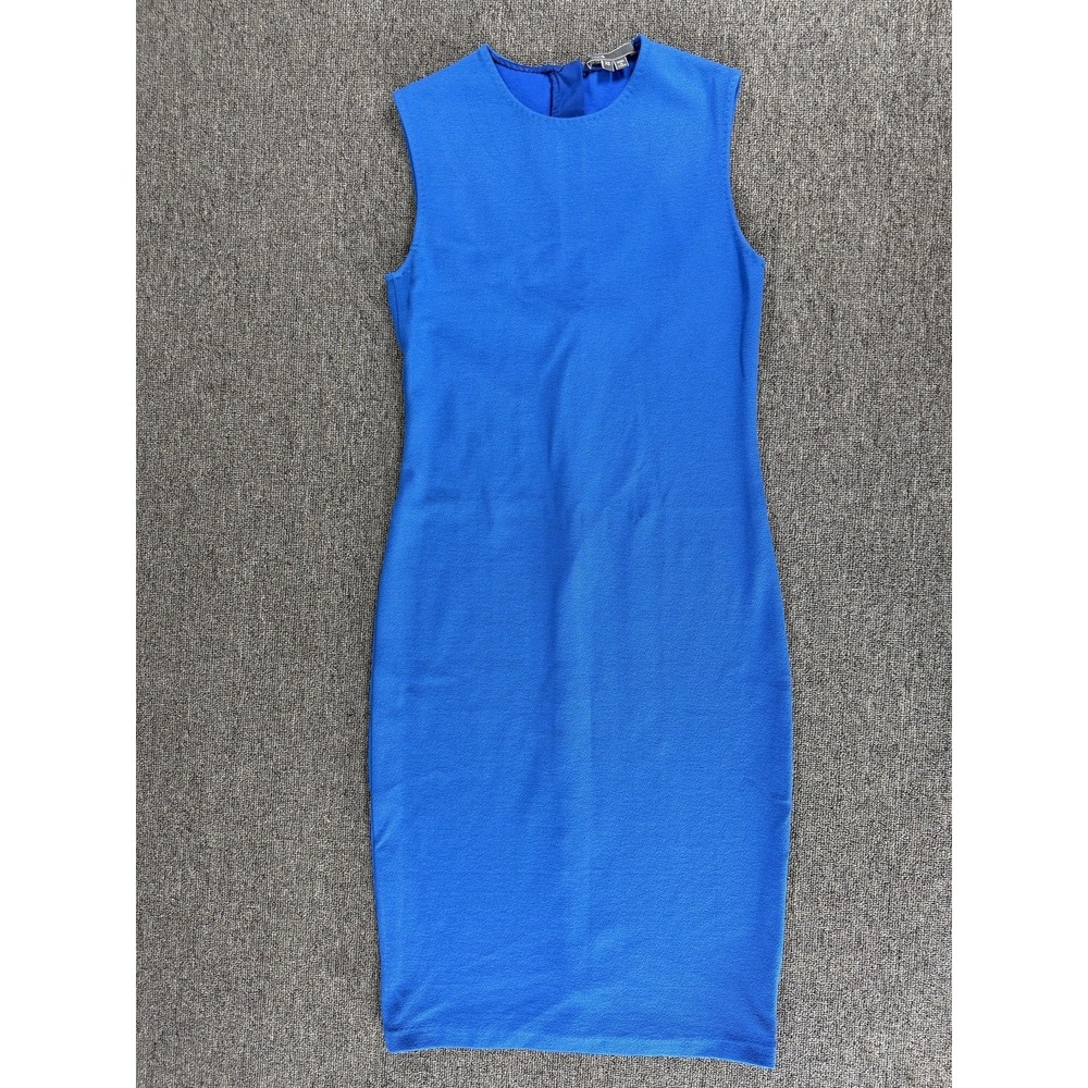 Vince Dress Womens XS Blue Sleeveless Sheath Crepe‎ Midi Work Cocktail